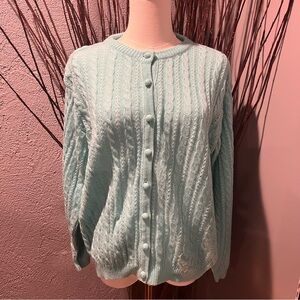 🌸VINTAGE ASHLEY BLUE KNIT CARDIGAN SWEATER SIZE MEDIUM🌸